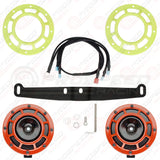 Hella Genuine Supertone Red Horn PAIR w/PSR Coloured Covers, Harness & Bracket