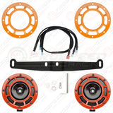 Hella Genuine Supertone Red Horn PAIR w/PSR Coloured Covers, Harness & Bracket