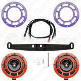 Hella Genuine Supertone Red Horn PAIR w/PSR Coloured Covers, Harness & Bracket