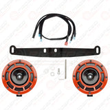 Hella Genuine Supertone Red Horn PAIR w/PSR Coloured Covers, Harness & Bracket