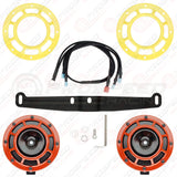Hella Genuine Supertone Red Horn PAIR w/PSR Coloured Covers, Harness & Bracket