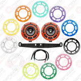 Hella Genuine Supertone Red Horn PAIR w/PSR Coloured Covers Harness & Bracket - Subaru WRX/STI