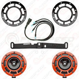 Hella Genuine Supertone Red Horn PAIR w/PSR Coloured Covers, Harness & Bracket