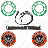 Hella Genuine Supertone Red Horn PAIR w/PSR Coloured Covers, Harness & Bracket