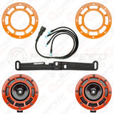 Hella Genuine Supertone Red Horn PAIR w/PSR Coloured Covers, Harness & Bracket