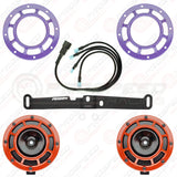 Hella Genuine Supertone Red Horn PAIR w/PSR Coloured Covers, Harness & Bracket