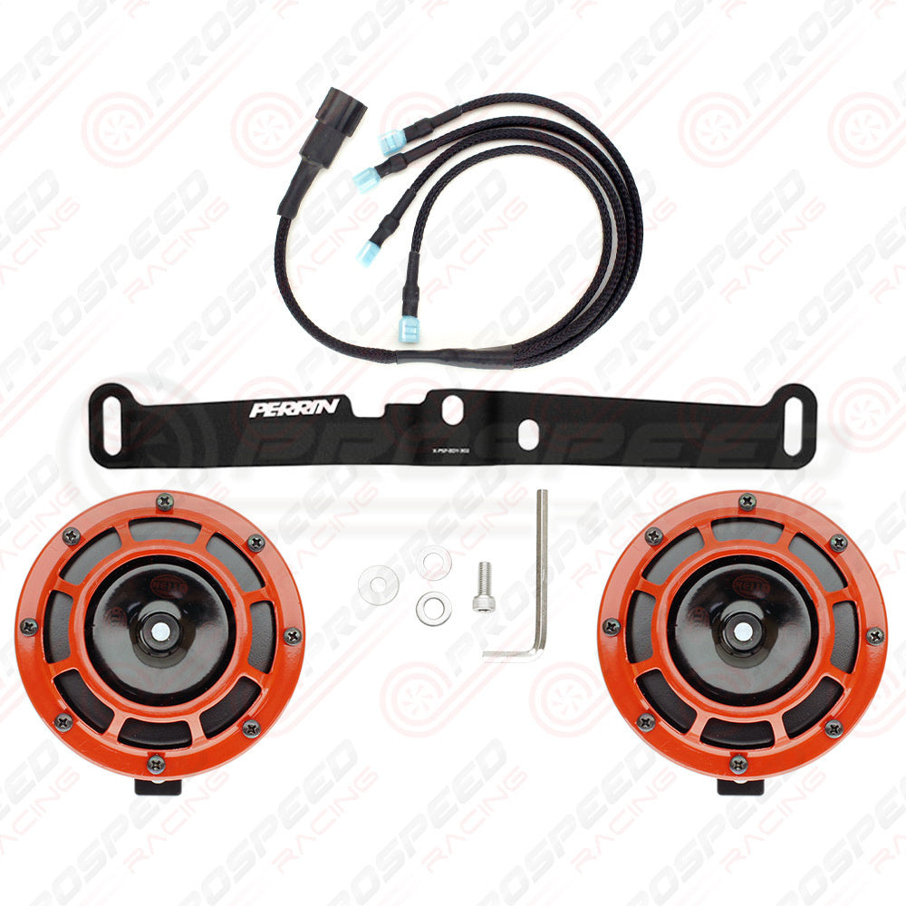 Hella Genuine Supertone Red Horn PAIR w/PSR Coloured Covers, Harness & Bracket