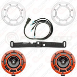 Hella Genuine Supertone Red Horn PAIR w/PSR Coloured Covers, Harness & Bracket