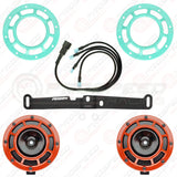 Hella Genuine Supertone Red Horn PAIR w/PSR Coloured Covers, Harness & Bracket