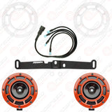 Hella Genuine Supertone Red Horn PAIR w/PSR Coloured Covers, Harness & Bracket