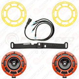 Hella Genuine Supertone Red Horn PAIR w/PSR Coloured Covers, Harness & Bracket