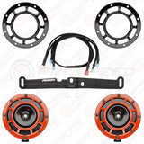 Hella Genuine Supertone Red Horn PAIR w/PSR Coloured Covers, Harness & Bracket