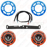 Hella Genuine Supertone Red Horn PAIR w/PSR Coloured Covers, Harness & Bracket