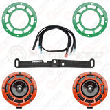 Hella Genuine Supertone Red Horn PAIR w/PSR Coloured Covers, Harness & Bracket