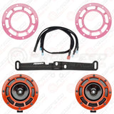 Hella Genuine Supertone Red Horn PAIR w/PSR Coloured Covers, Harness & Bracket