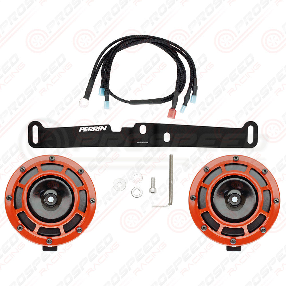 Hella Genuine Supertone Red Horn PAIR w/PSR Coloured Covers, Harness & Bracket