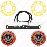 Hella Genuine Supertone Red Horn PAIR w/PSR Coloured Covers, Harness & Bracket