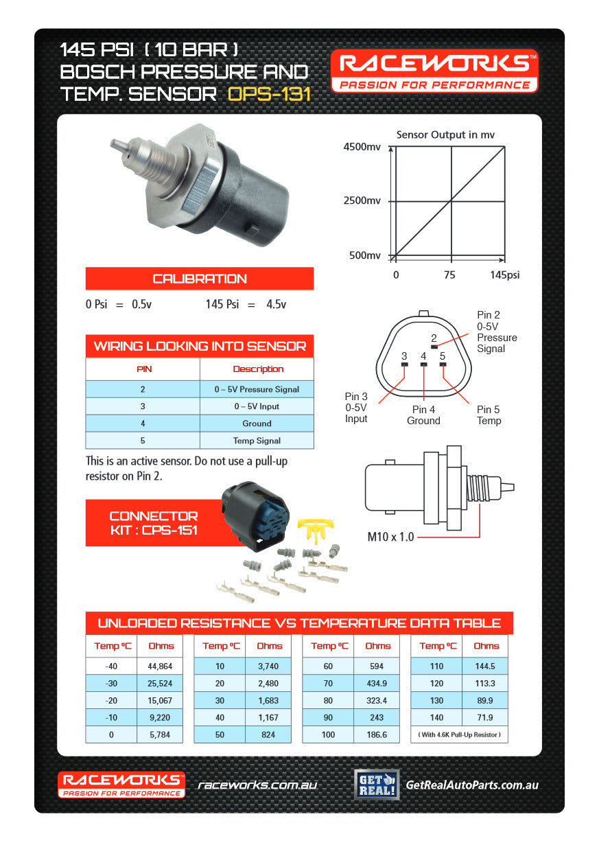 Bosch 145PSI Fluid Pressure/140 Deg C Fluid Temperature Dual Sensor