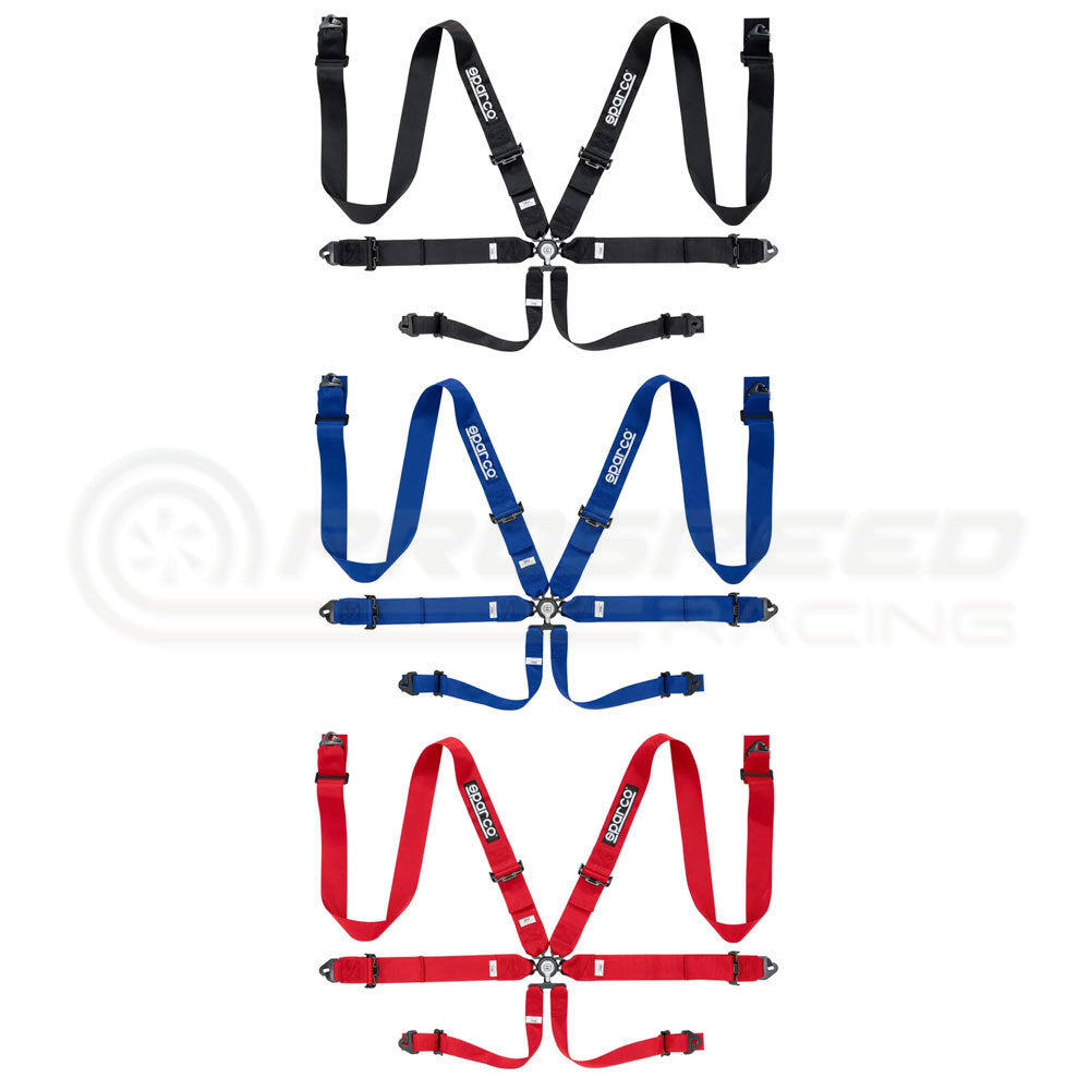 Sparco FIA Approved 6 Point Harness - 3" Shoulder Straps, Steel Hardware 04818RAC | Pro Speed Racing