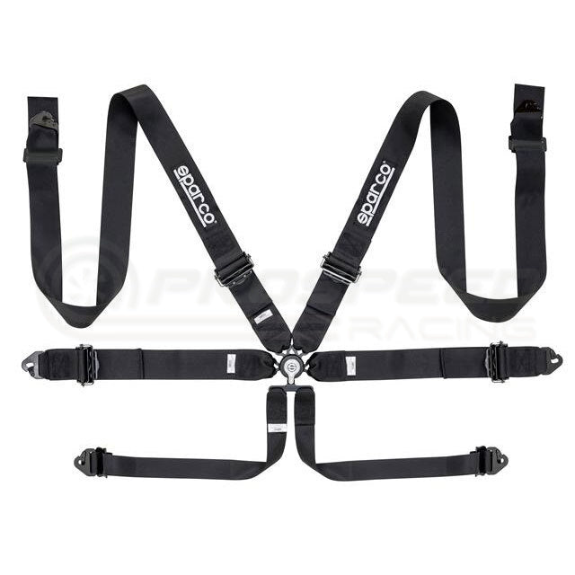 Sparco FIA Approved 6 Point Harness - 3" Shoulder Straps, Steel Hardware