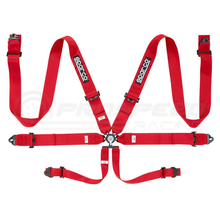 Sparco FIA Approved 6 Point Harness - 3" Shoulder Straps, Steel Hardware