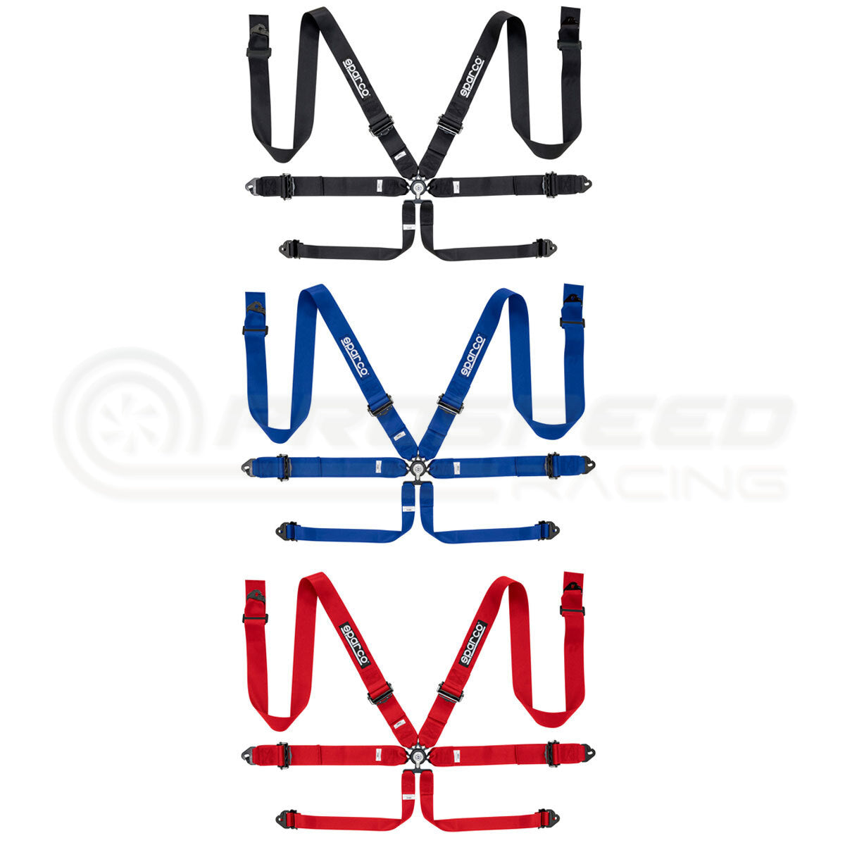 Sparco FIA Approved 6 Point Harness - 3" Shoulder Straps, Aluminium Hardware 04818RAL | Pro Speed 