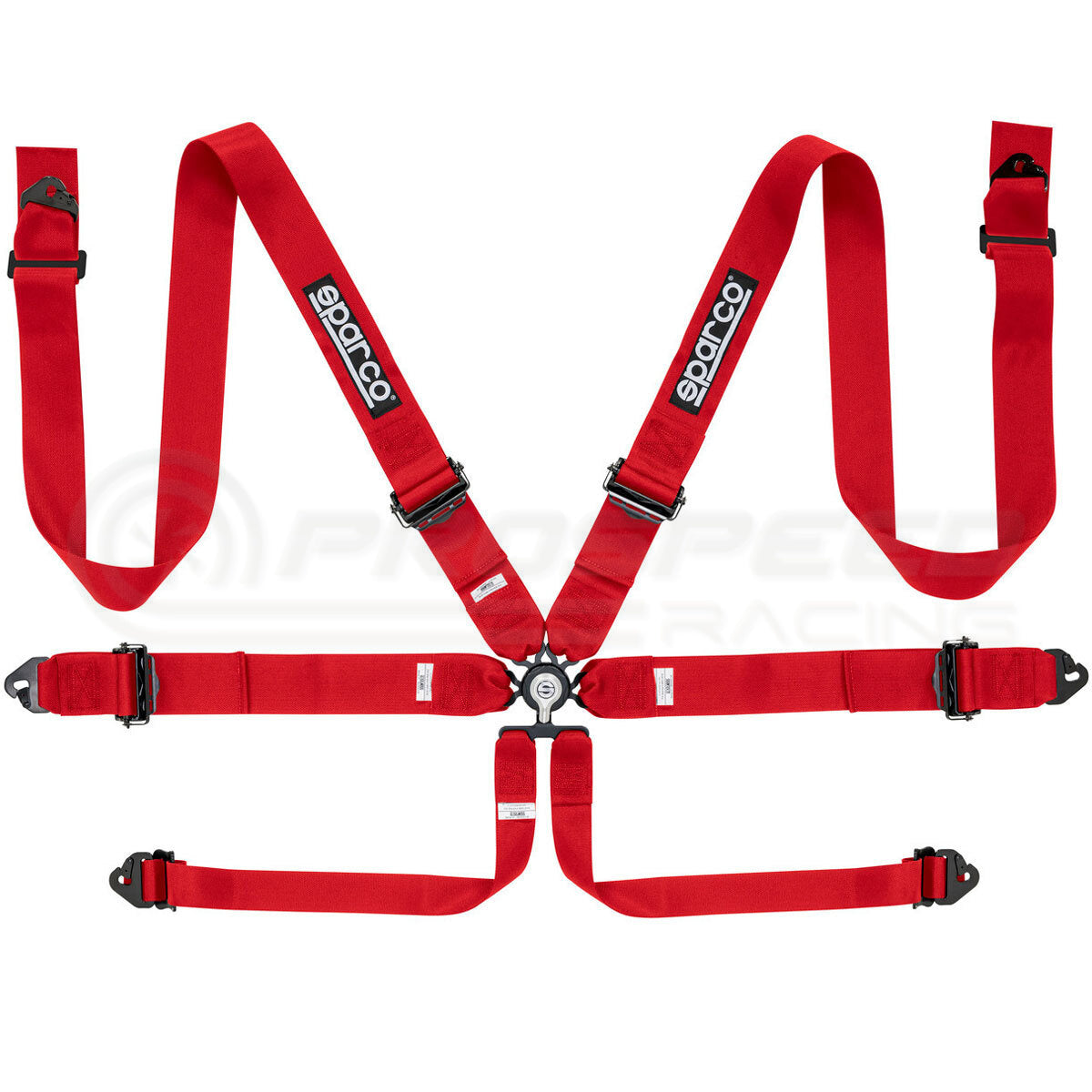 Sparco FIA Approved 6 Point Harness - 3" Shoulder Straps, Aluminium Hardware