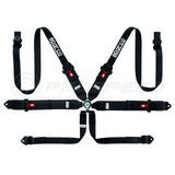 Sparco FIA Approved 6 Point Harness - 3" to 2" HANS Shoulder Straps, Steel Hardware