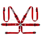 Sparco FIA Approved 6 Point Harness - 3" to 2" HANS Shoulder Straps, Steel Hardware