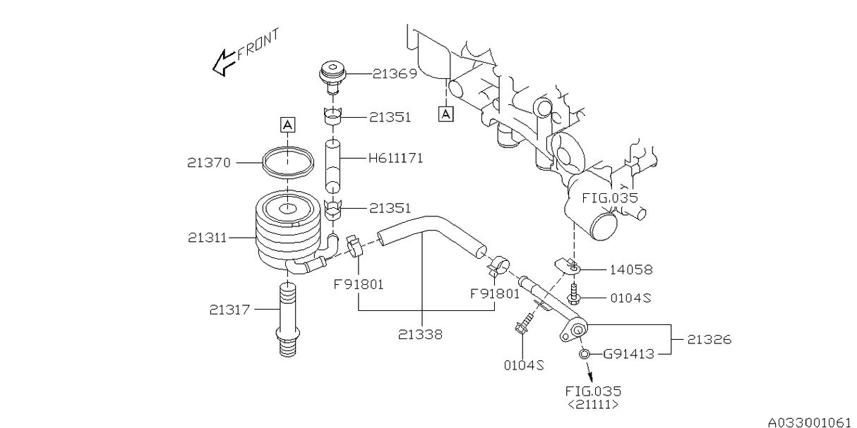 Subaru Genuine Engine Coolant/Oil Cooler Hose