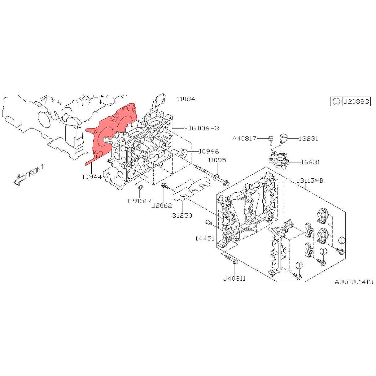 Subaru OEM Head Gasket Left Hand Side Only