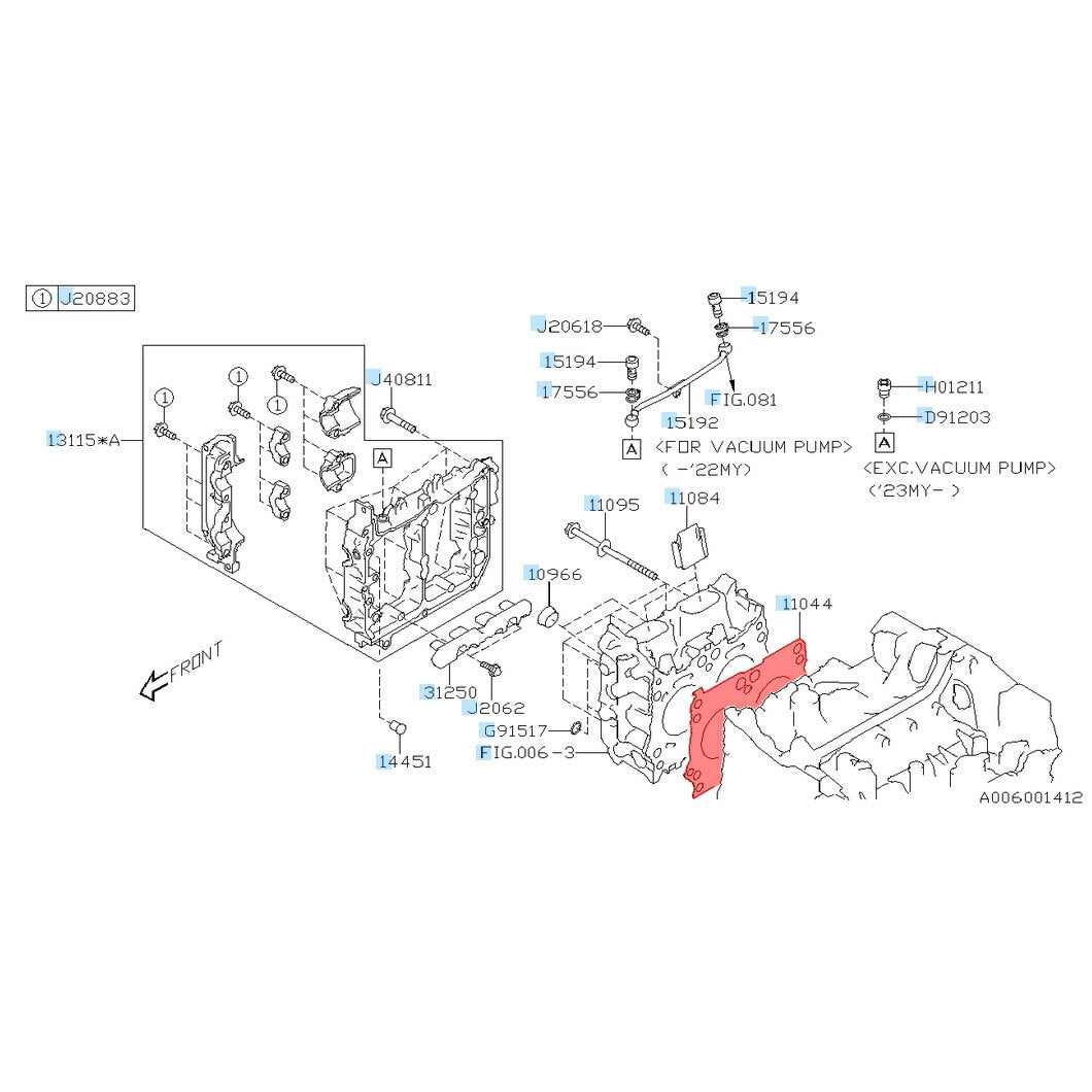 Subaru OEM Head Gasket Right Hand Side Only