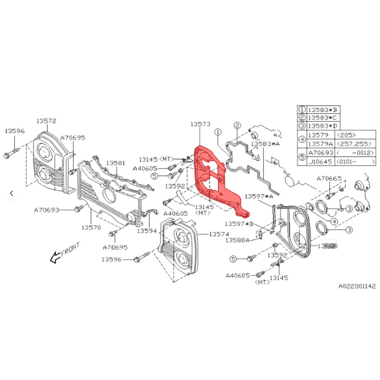 Subaru Genuine OEM Engine Timing Cover Back - Right