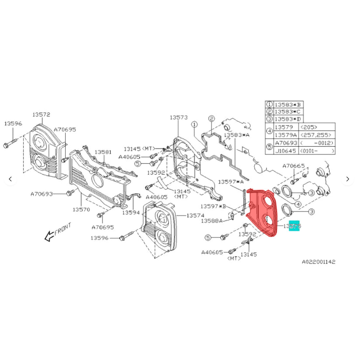 Subaru Genuine OEM Engine Timing Cover Back - Left