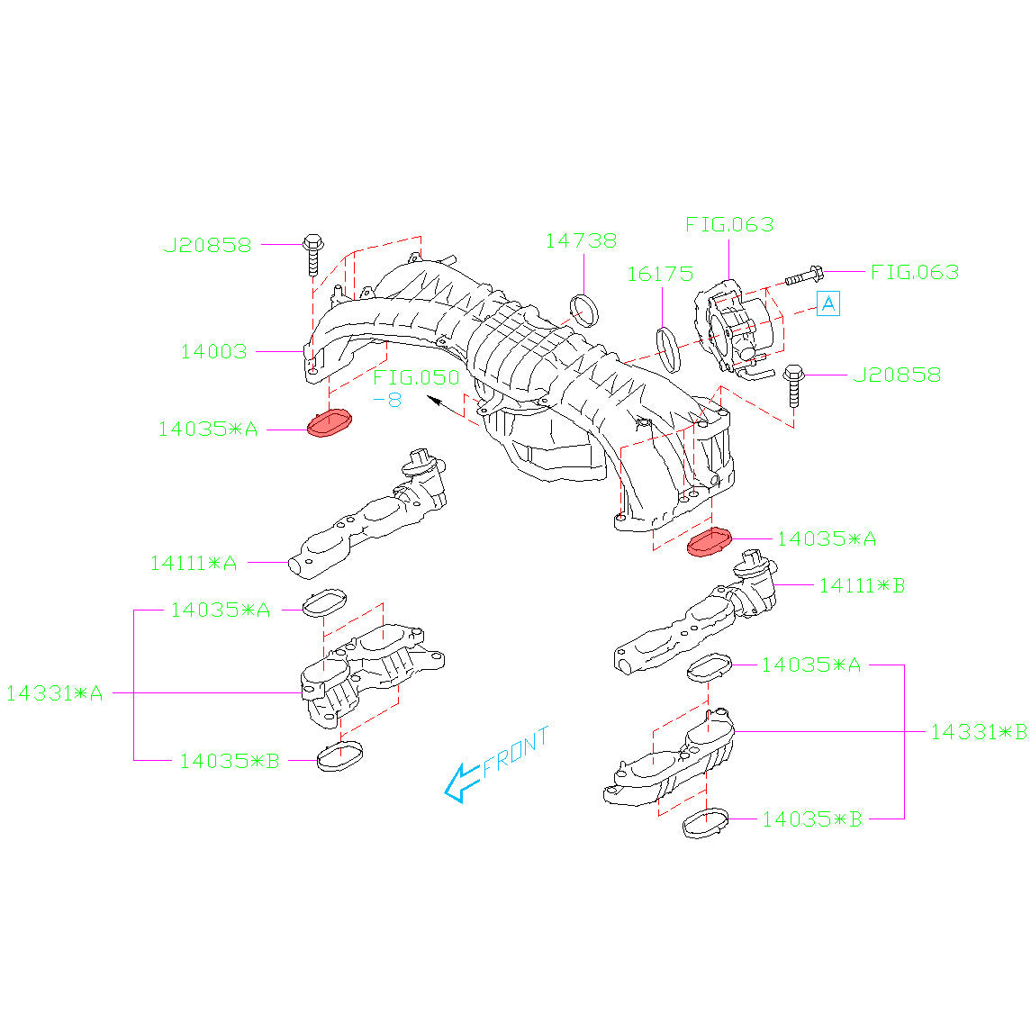 Subaru Genuine OEM Intake Manifold Upper Gasket