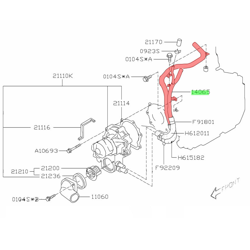Subaru Genuine OEM Coolant Bypass Pipe