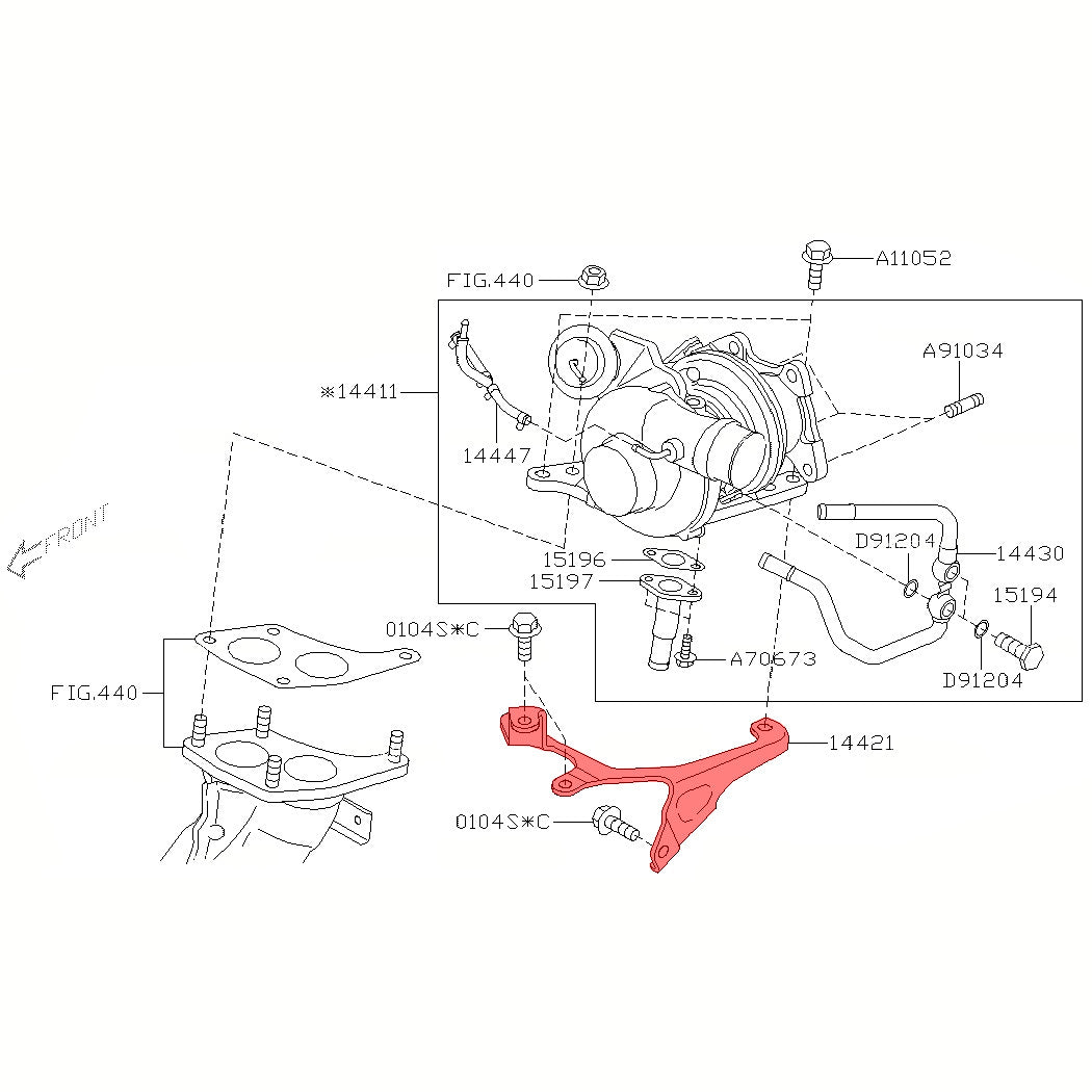 Subaru Genuine OEM Up Pipe Turbo Support Bracket
