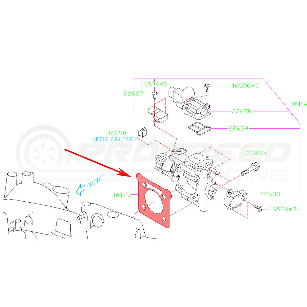 Subaru Genuine OEM Throttle Body Gasket - Subaru WRX 03-05/STI 01-05 (EJ20)