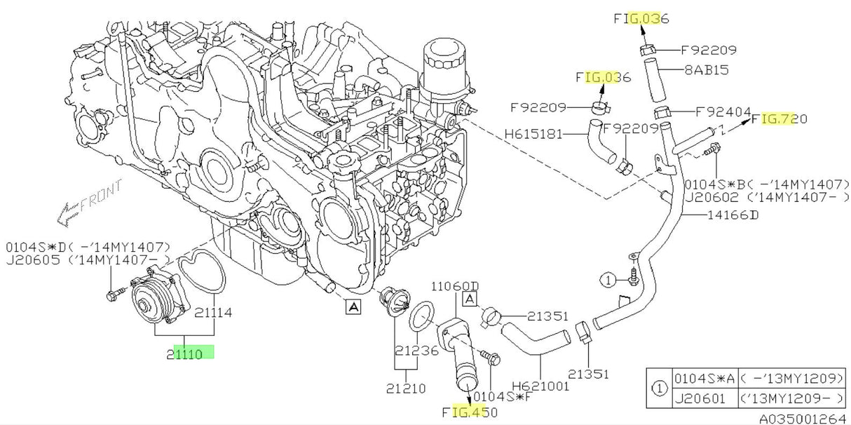 Subaru Genuine Water Pump Assembly