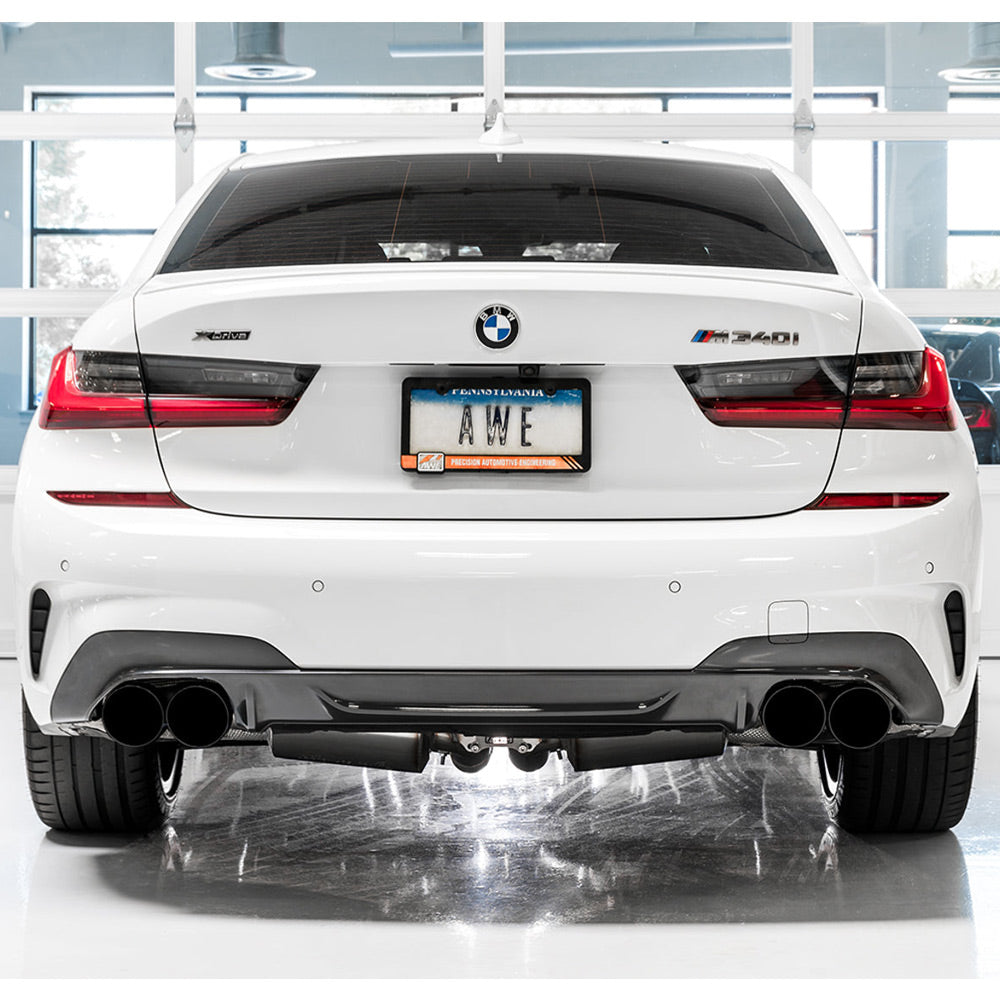 AWE Tuning Resonated Touring Edition Exhaust - Quad Diamond Black Tips