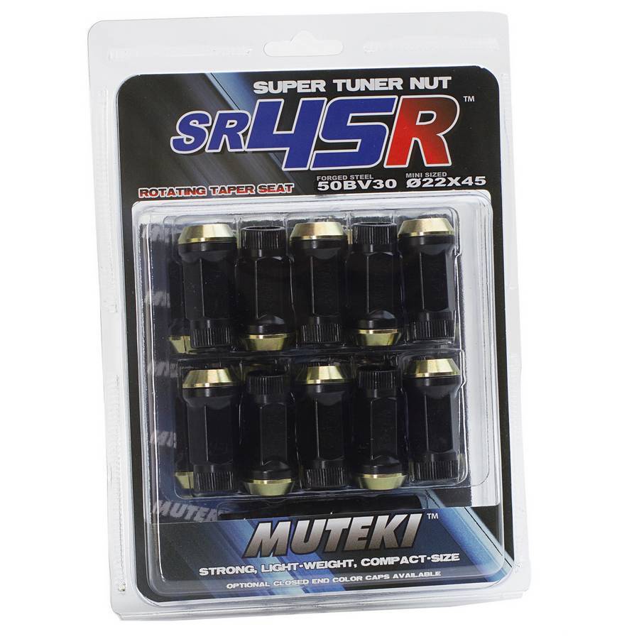 Muteki SR45R Floating Taper Wheel Nuts Black - M12x1.5 (Pack 20)