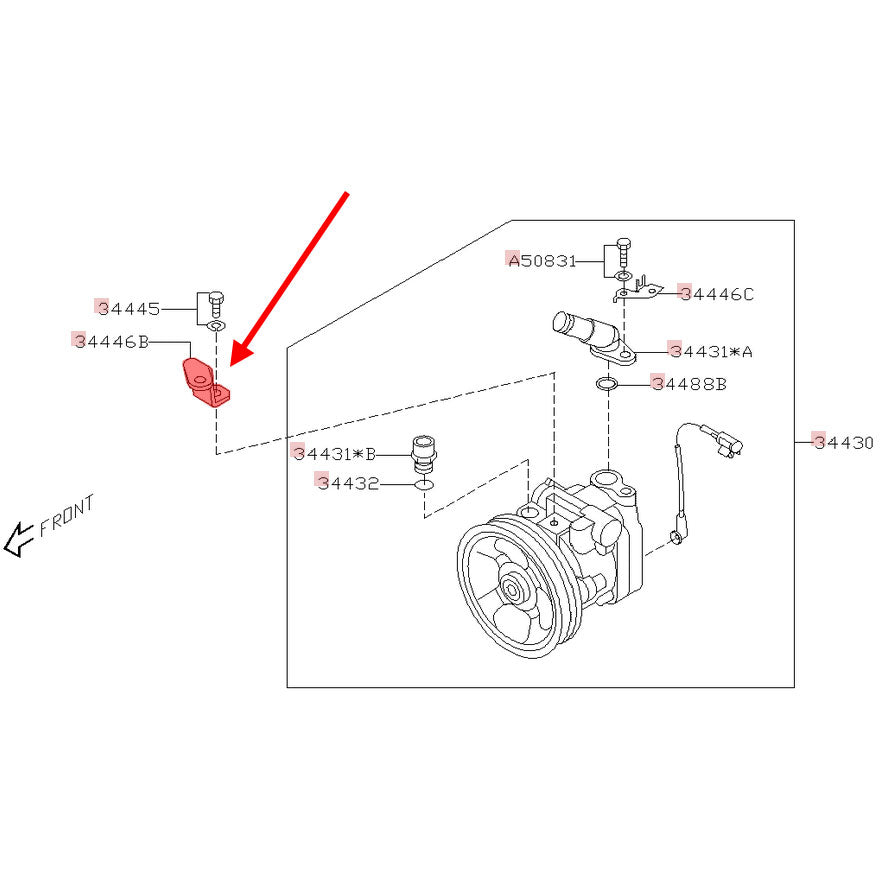 Subaru Genuine OEM Power Steering Belt Cover Bracket - Driver Side