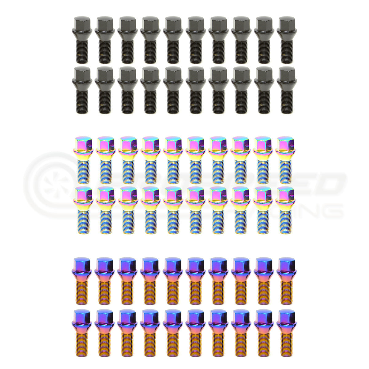 Mevius Lug Bolts Set of 20 - M14x1.5, 60 Degree Taper Head, 27mm Length
