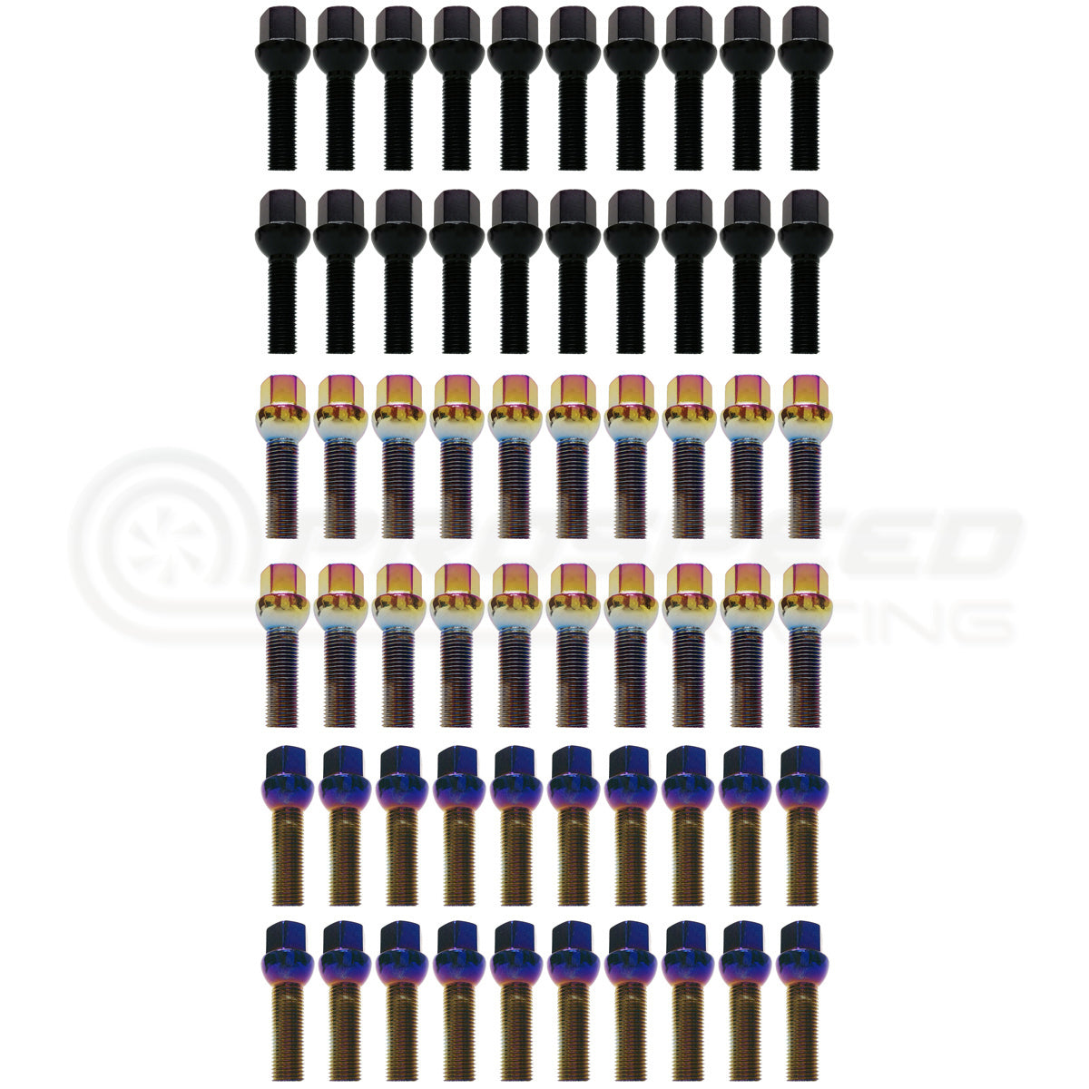 Mevius Lug Bolts Set of 20 - M14x1.5, 14mm Ball Head, 50mm Length