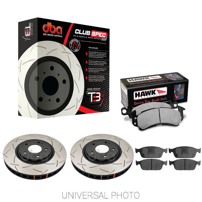 DBA T3 4000 Slotted Front Rotors w/Hawk Performance HP+ Pads - Ford Fiesta ST WZ 13-18