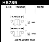 DBA T3 4000 Slotted Front/Rear Rotors w/Hawk Performance HPS 5.0 Pads - Audi A3 8V/VW Golf GTI Mk7-7.5