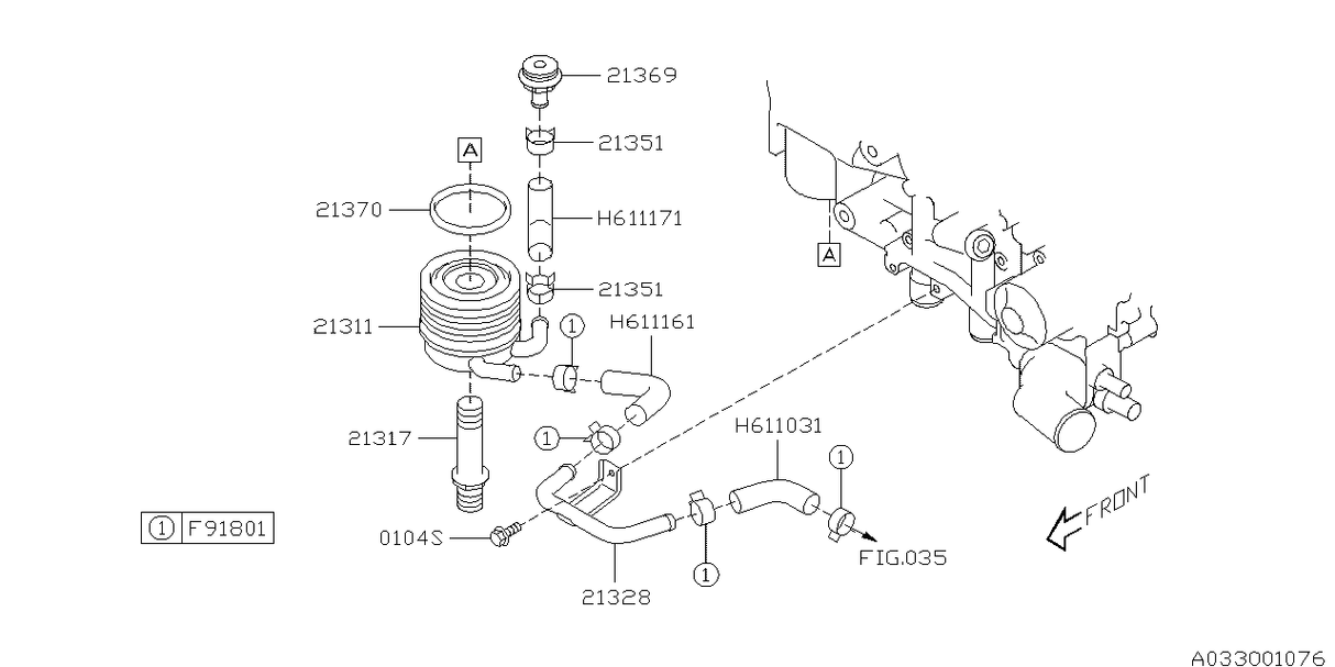 Subaru Genuine Engine Coolant/Oil Cooler Hose