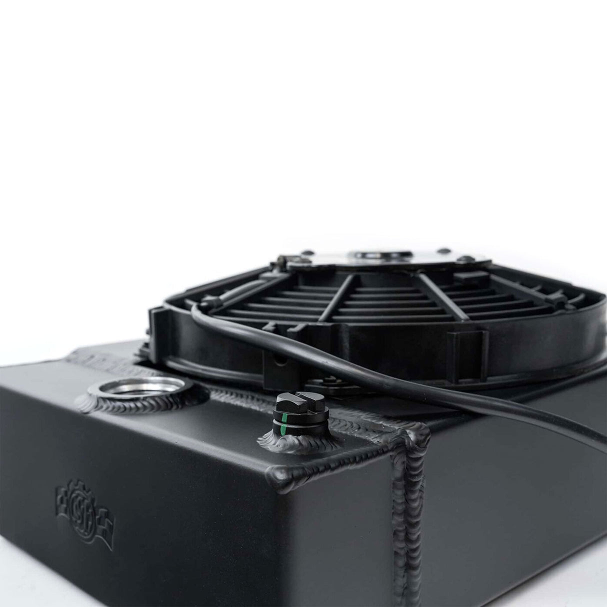 CSF Racing 2-Row 3.5" King Cooler Drag Radiator w/9" Spal Fan Black