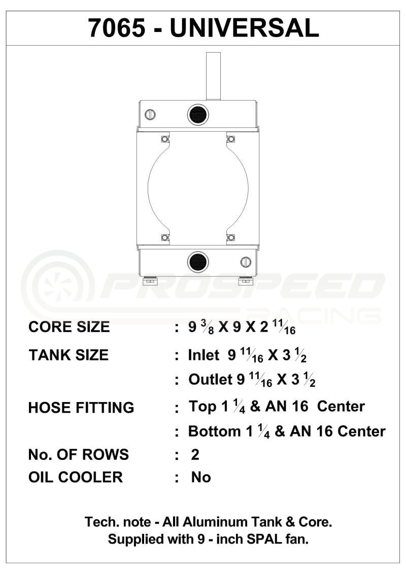 CSF Racing 2-Row 3.5" King Cooler Drag Radiator w/9" Spal Fan Black