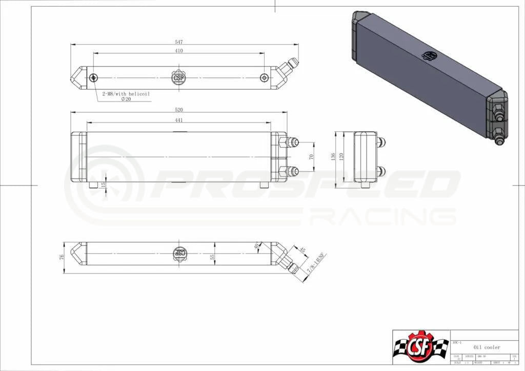 CSF Racing "Boss" 520mm 8-Row Dual Pass Oil Cooler Core